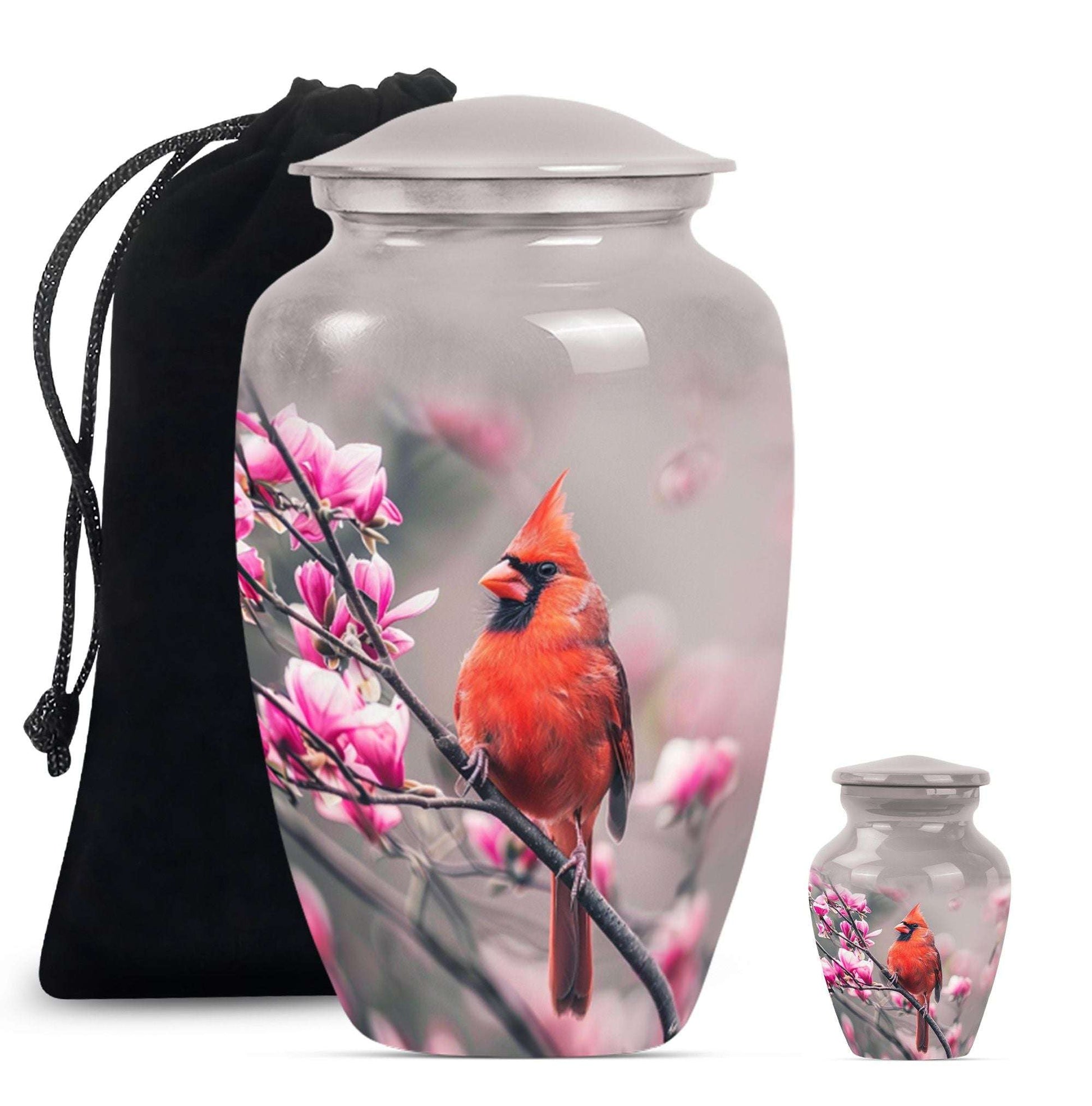 Cardinal Bird Theme Large Urn With 1 Keepsake Urn