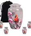 Classic cardinal bird urn with personalized engraving.