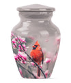 Classic cardinal bird urn with personalized engraving.