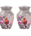 Classic cardinal bird urn with personalized engraving.