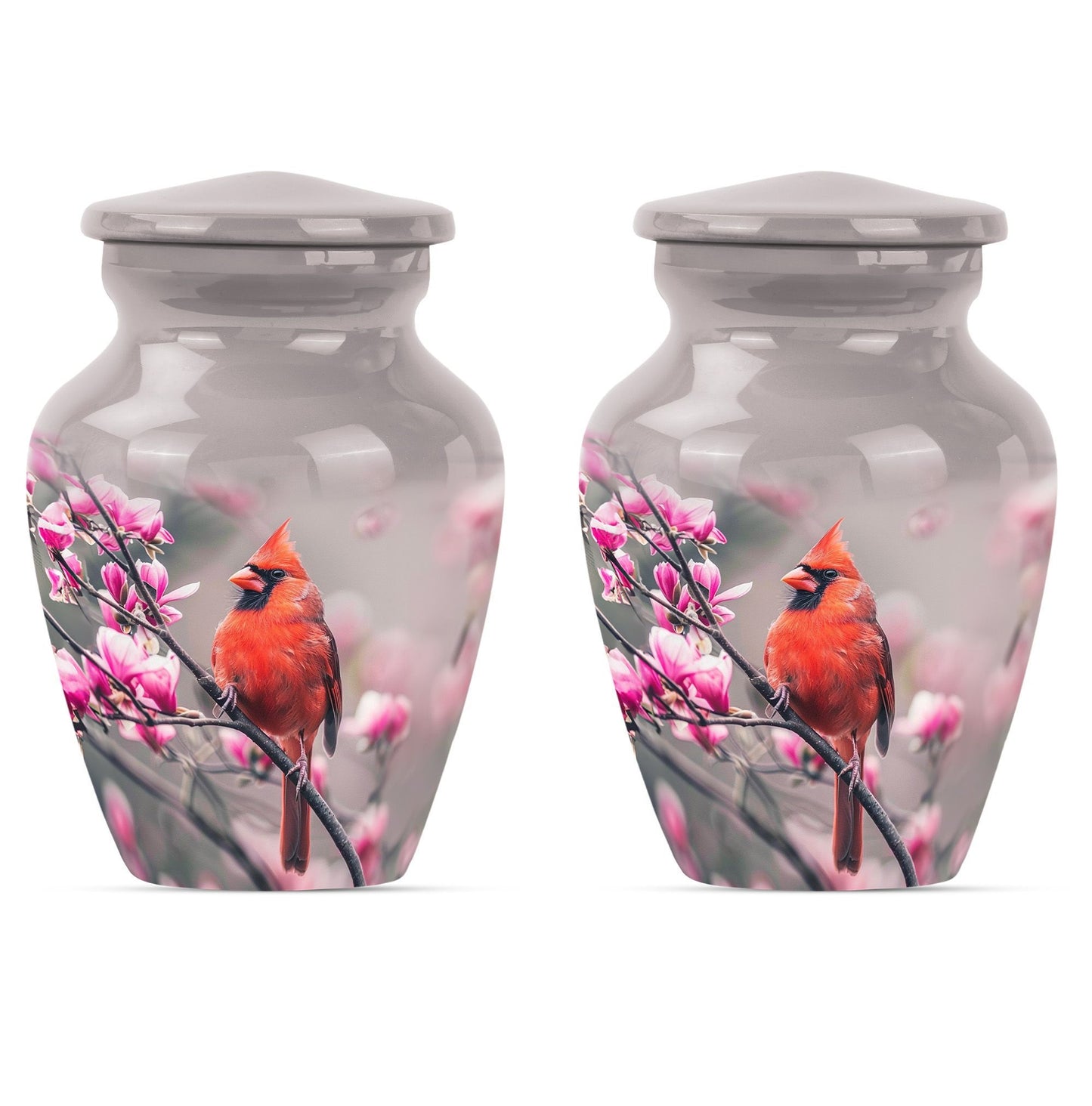 Classic cardinal bird urn with personalized engraving.