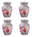 Classic cardinal bird urn with personalized engraving.