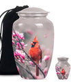 Classic cardinal bird urn with personalized engraving.