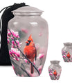 Classic cardinal bird urn with personalized engraving.