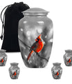 Cardinal Bird Theme Large Urn With 4 Keepsake Urn