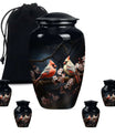 Cardinal Bird Theme Large Urn With 4 Keepsake Urn