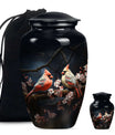 Cardinal Bird Theme Large Urn With 1 Keepsake Urn