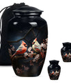 Cardinal Bird Theme Large Urn With 2 Keepsake Urn