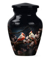 Classic cardinal bird urn.