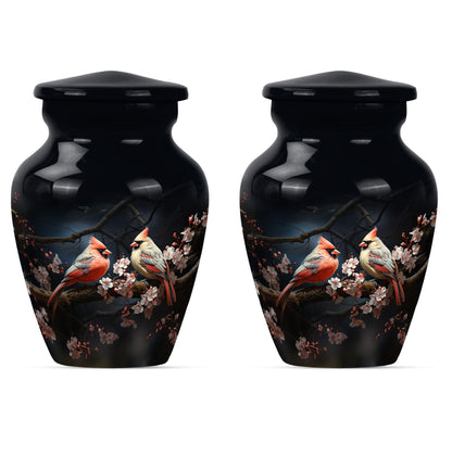 Classic cardinal bird urn.