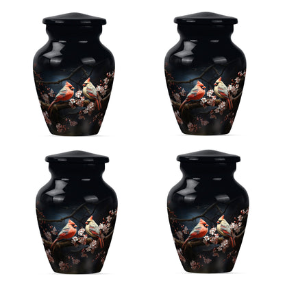Classic cardinal bird urn.