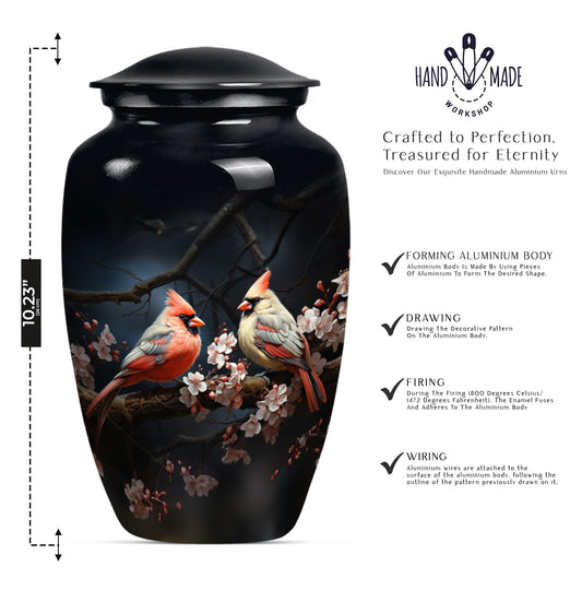 Classic cardinal bird urn.