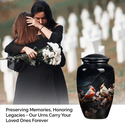 Classic cardinal bird urn.