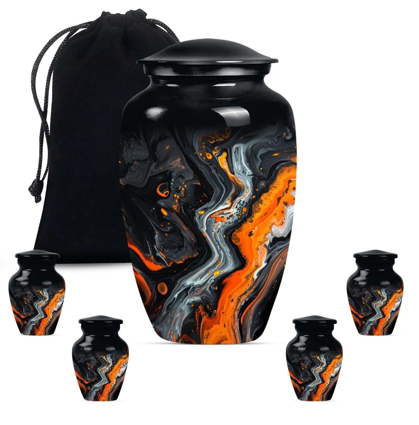 Abstract Theme Large Urn With 4 Keepsake Urn