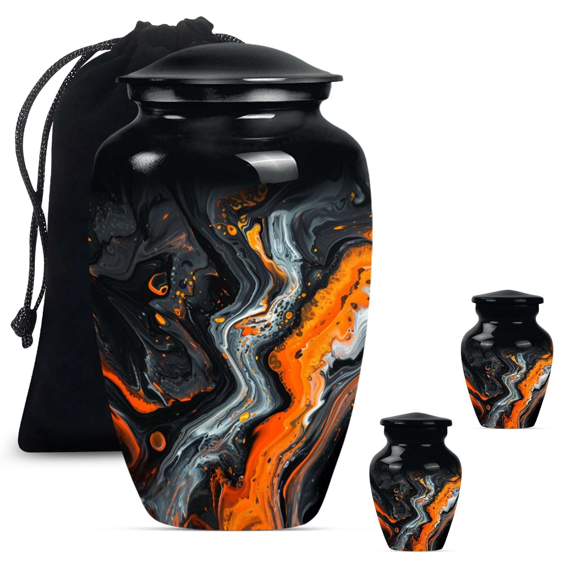 Abstract Theme Large Urn With 2 Keepsake Urn