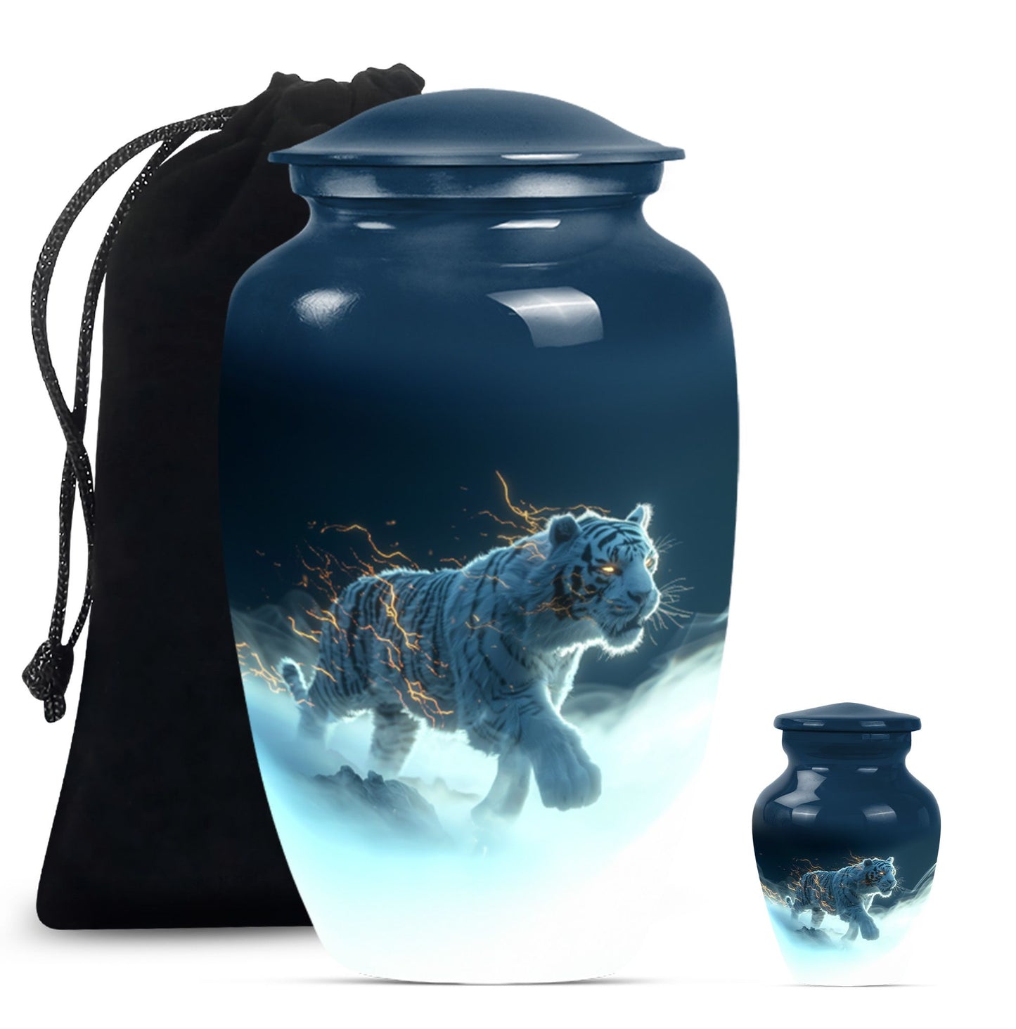 Tiger Theme Large Urn With 1 Keepsake Urn