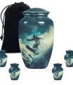 Snowboarding Theme Large Urn With 4 Keepsake Urn