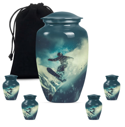 10-inch classic aluminium snowboarding urn.