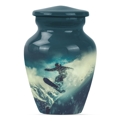 10-inch classic aluminium snowboarding urn.