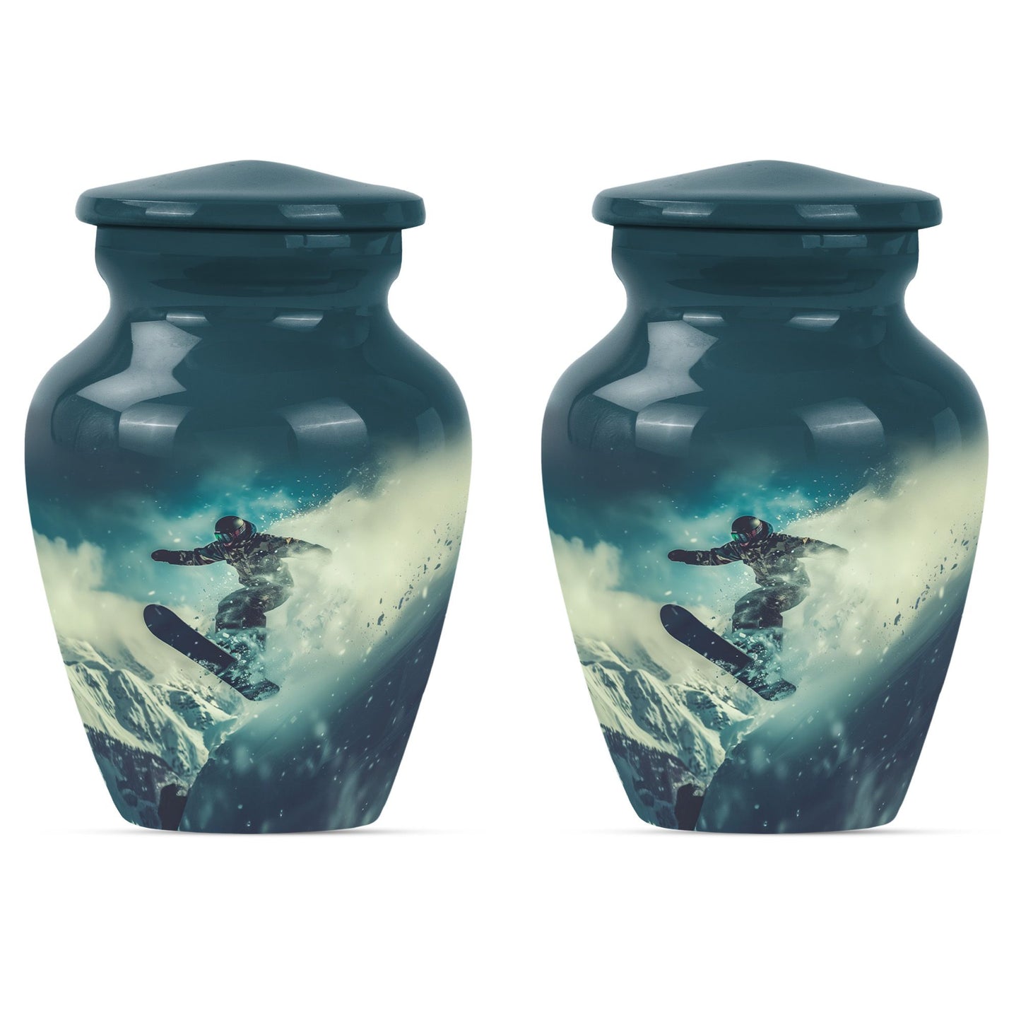 10-inch classic aluminium snowboarding urn.