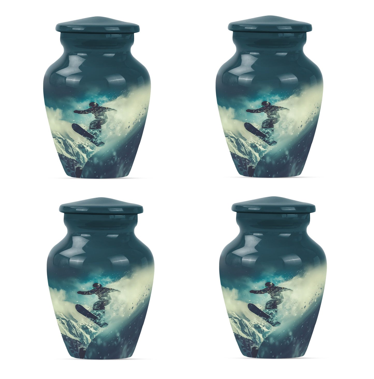 10-inch classic aluminium snowboarding urn.