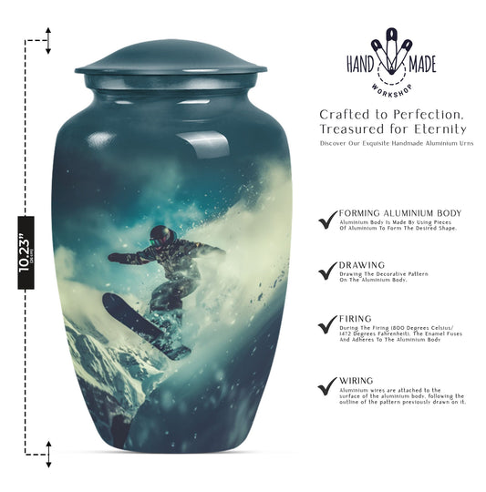 10-inch classic aluminium snowboarding urn.