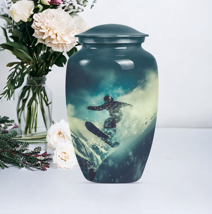 10-inch classic aluminium snowboarding urn.
