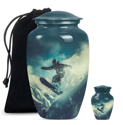 10-inch classic aluminium snowboarding urn.