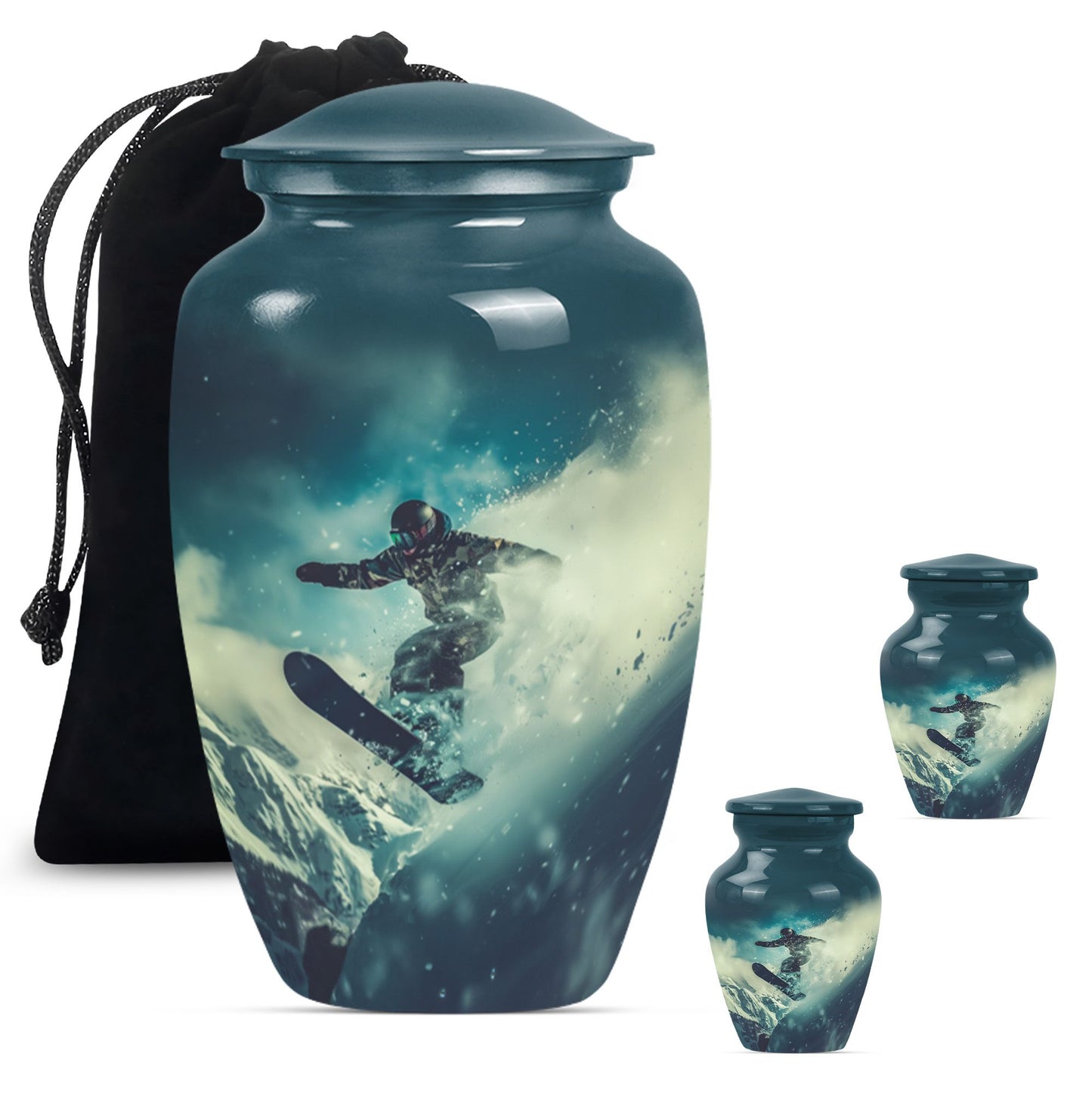 10-inch classic aluminium snowboarding urn.