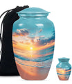 Sunset Beach Theme Large Urn With 1 Keepsake Urn