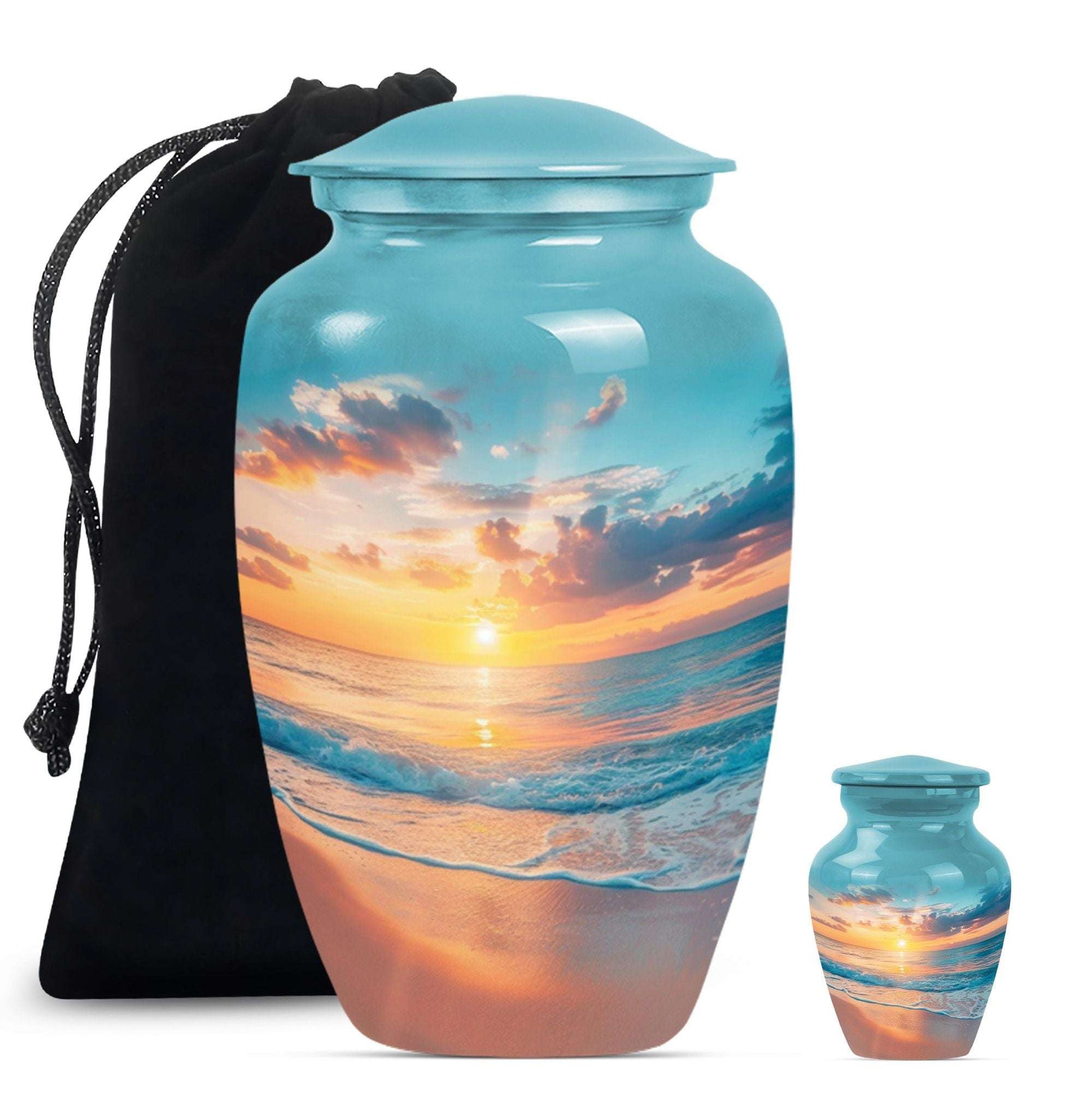 Sunset Beach Theme Large Urn With 1 Keepsake Urn