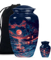 Night Beach Theme Large Urn With 1 Keepsake Urn