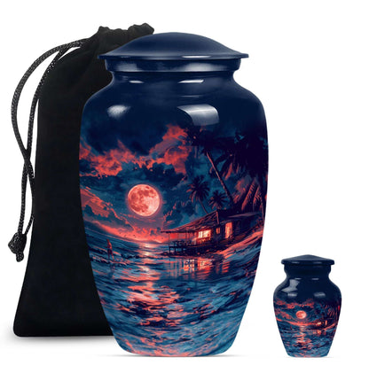Night Beach Theme Large Urn With 1 Keepsake Urn