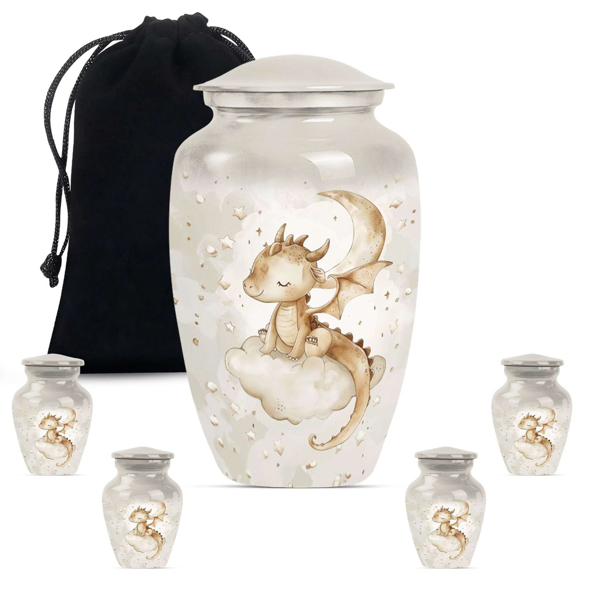 Dragons Theme Large Urn With 4 Keepsake Urn