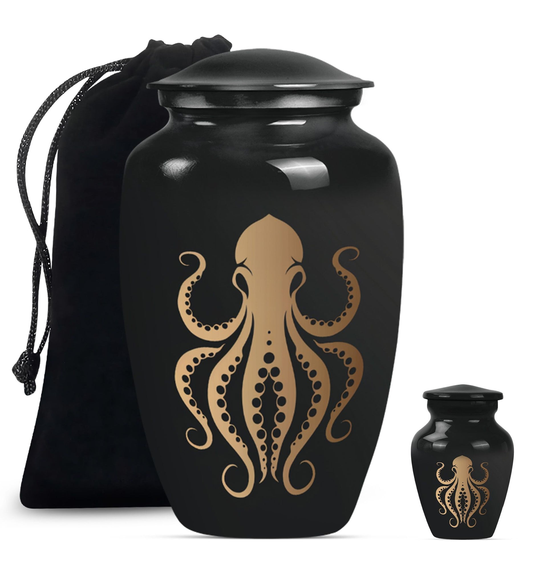 Octopus Theme Large Urn With 1 Keepsake Urn