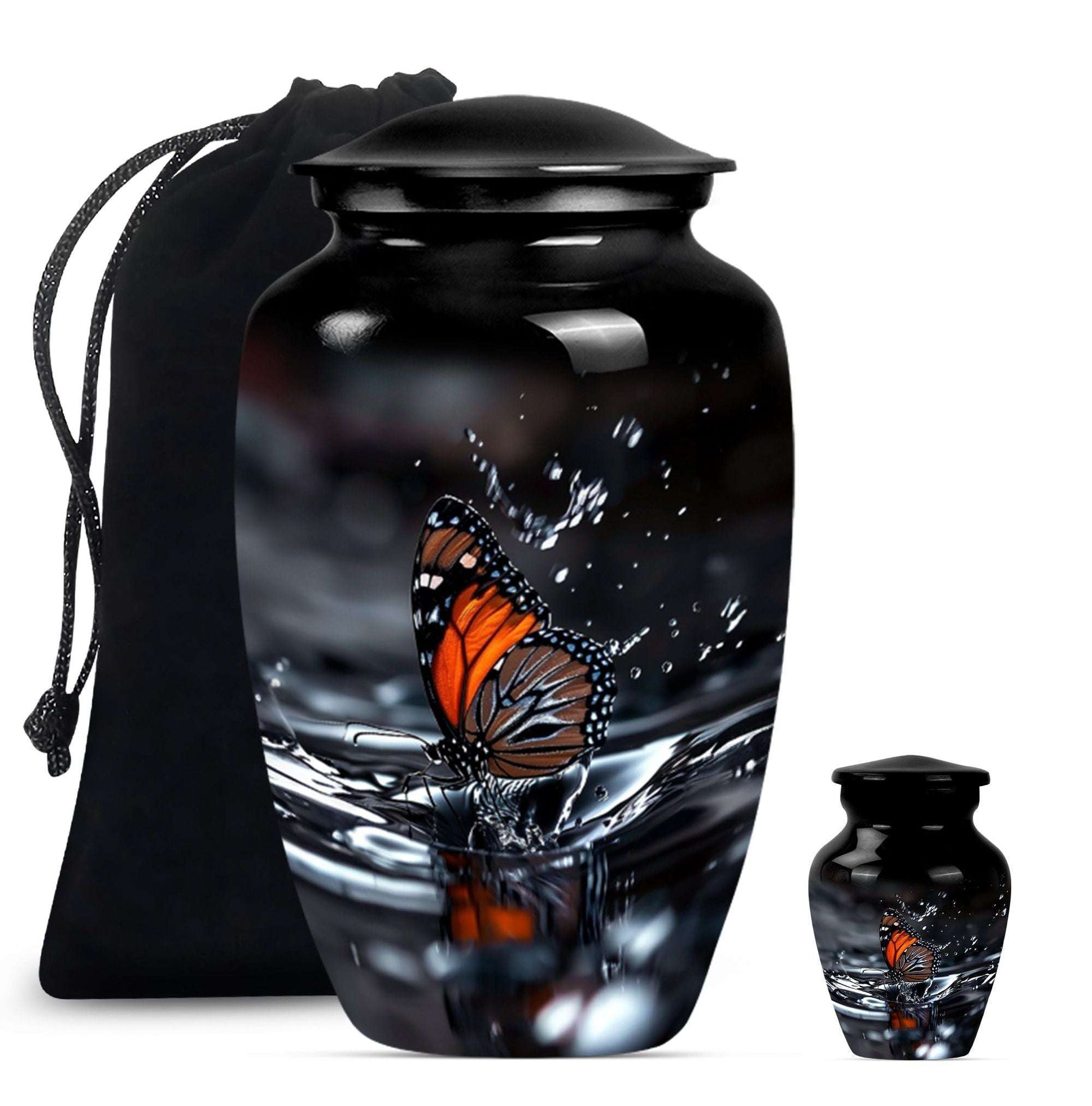 Butterfly Theme Large Urn With 1 Keepsake Urn