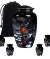  Butterfly Urn with Wolf Howling Theme for Human Ashes