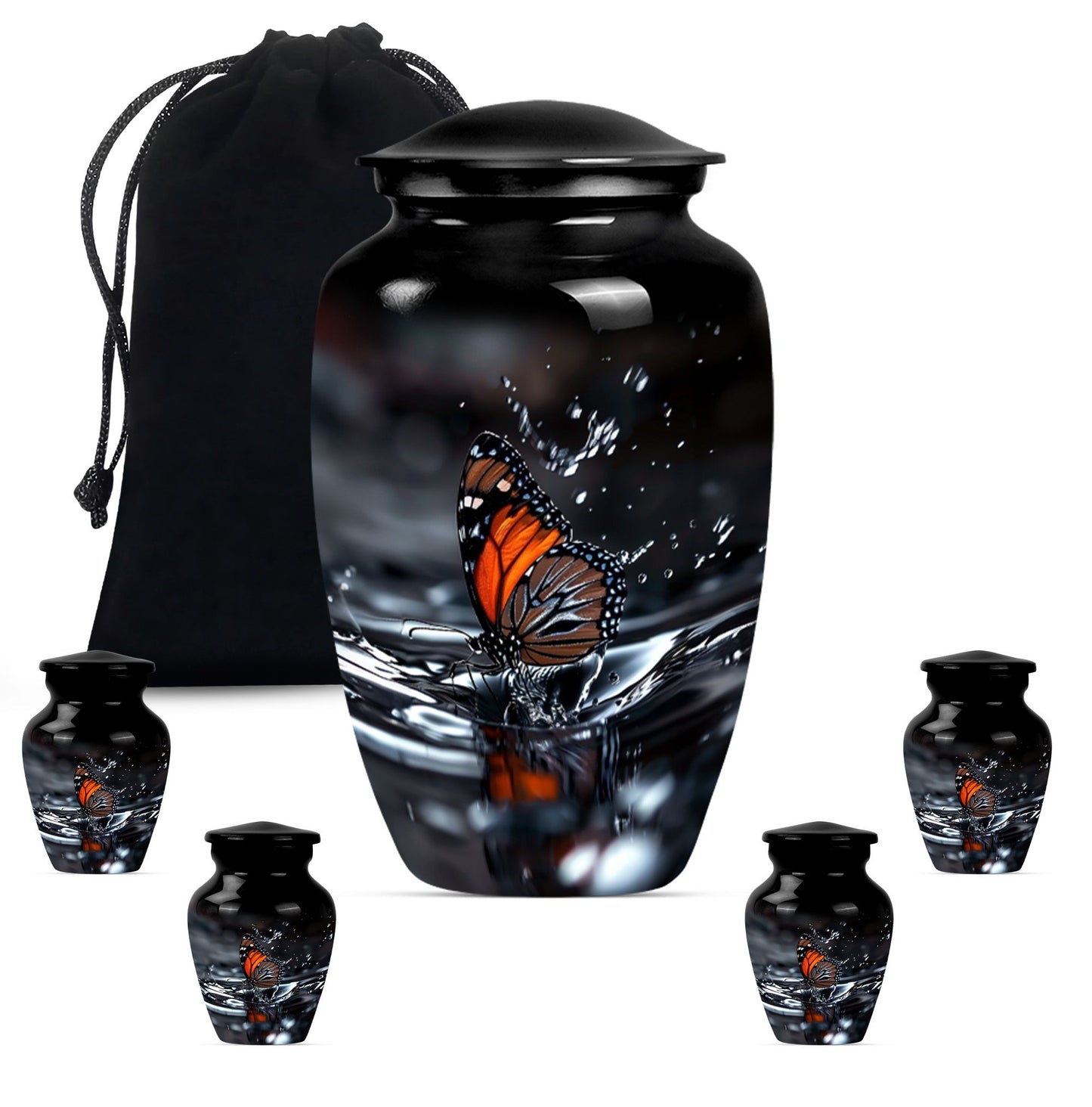  Butterfly Urn with Wolf Howling Theme for Human Ashes