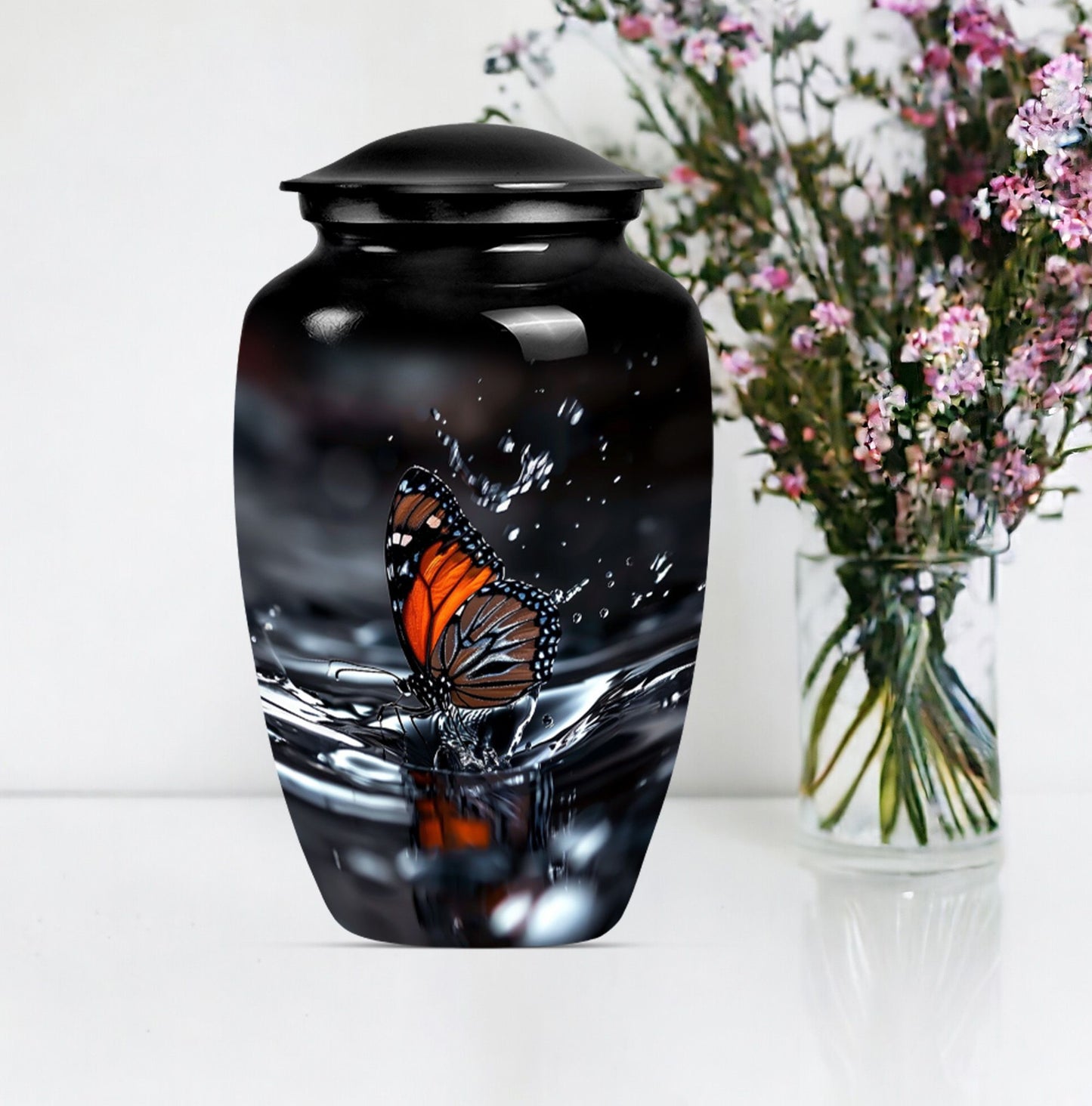  Butterfly Urn with Wolf Howling Theme for Human Ashes