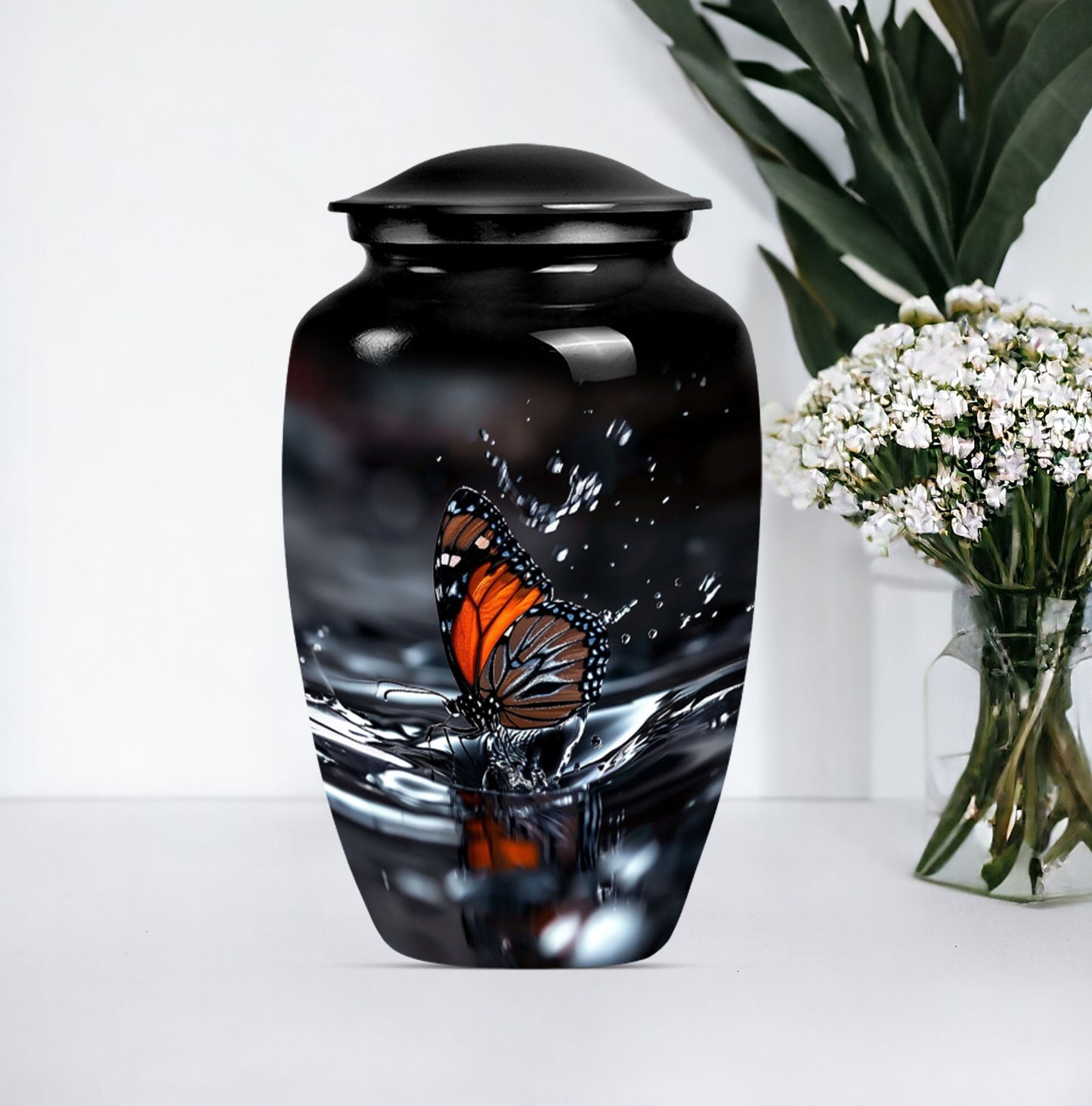  Butterfly Urn with Wolf Howling Theme for Human Ashes