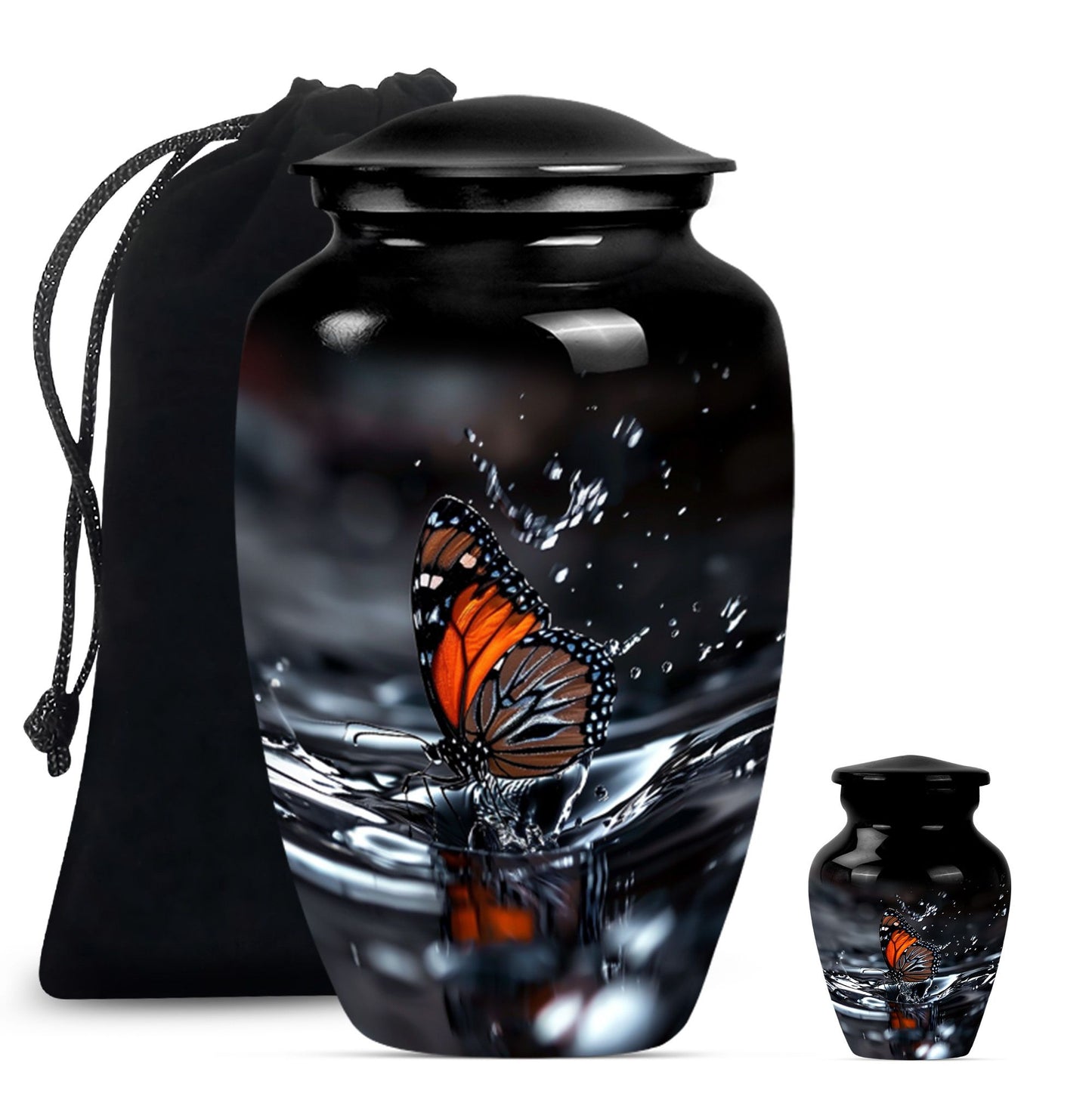  Butterfly Urn with Wolf Howling Theme for Human Ashes