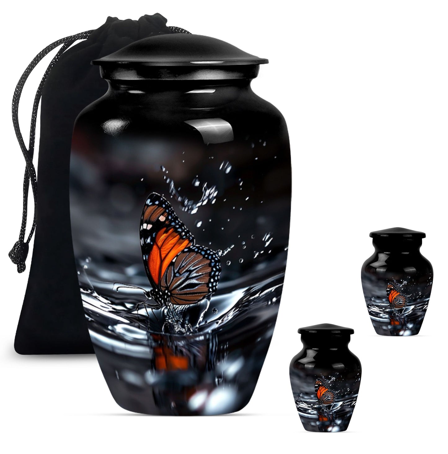  Butterfly Urn with Wolf Howling Theme for Human Ashes