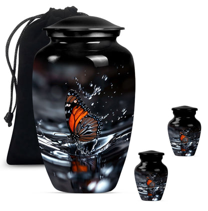  Butterfly Urn with Wolf Howling Theme for Human Ashes