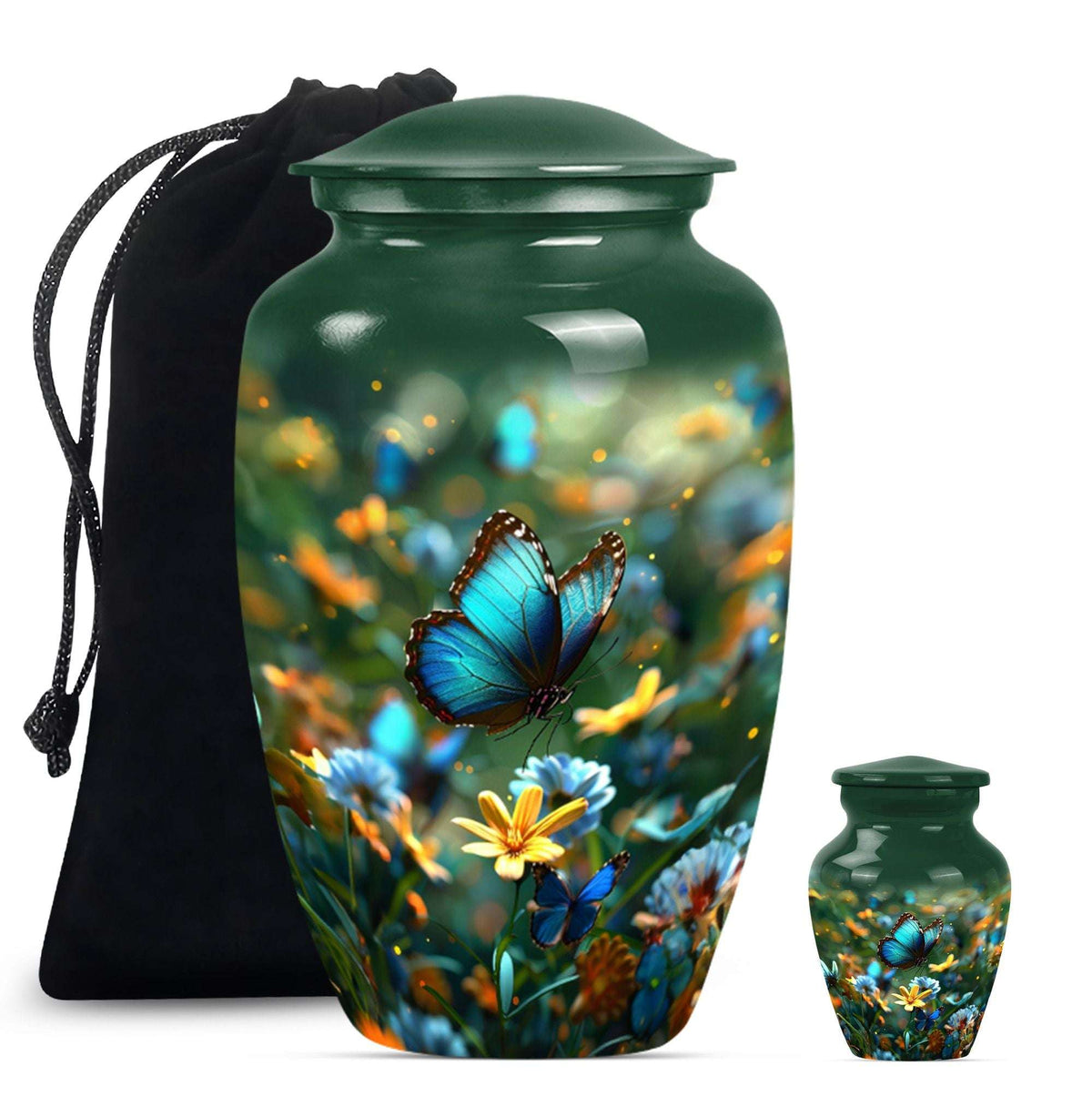 Butterfly Theme Large Urn With 1 Keepsake Urn