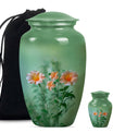 Flowers Theme Large Urn With 1 Keepsake Urn