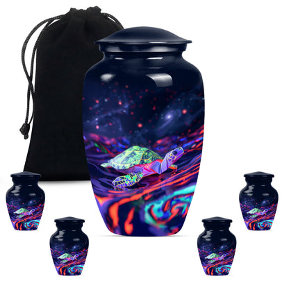 Turtle Theme Large Urn With 4 Keepsake Urn