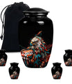 Eagle Theme Large Urn With 4 Keepsake Urn