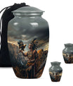 Tribe Man Theme Large Urn With 2 Keepsake Urn
