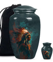 Tribe Man Theme Large Urn With 1 Keepsake Urn