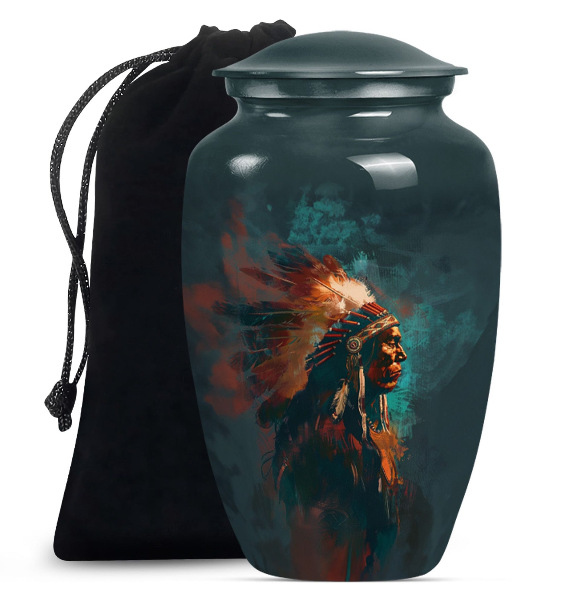 Tribe Man Theme Large Urn 10 Inch